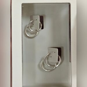 2 PCS I AM STERLING SILVER MINI HOOP HOOPS EARRINGS